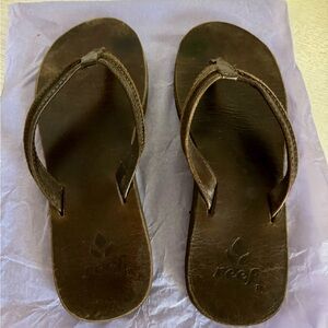 Reef Brown Leather Flip Flops